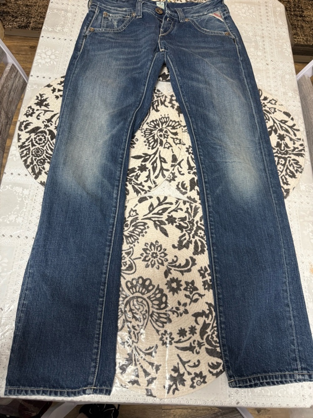 Replay Dark Blue Button-Fly Jeans